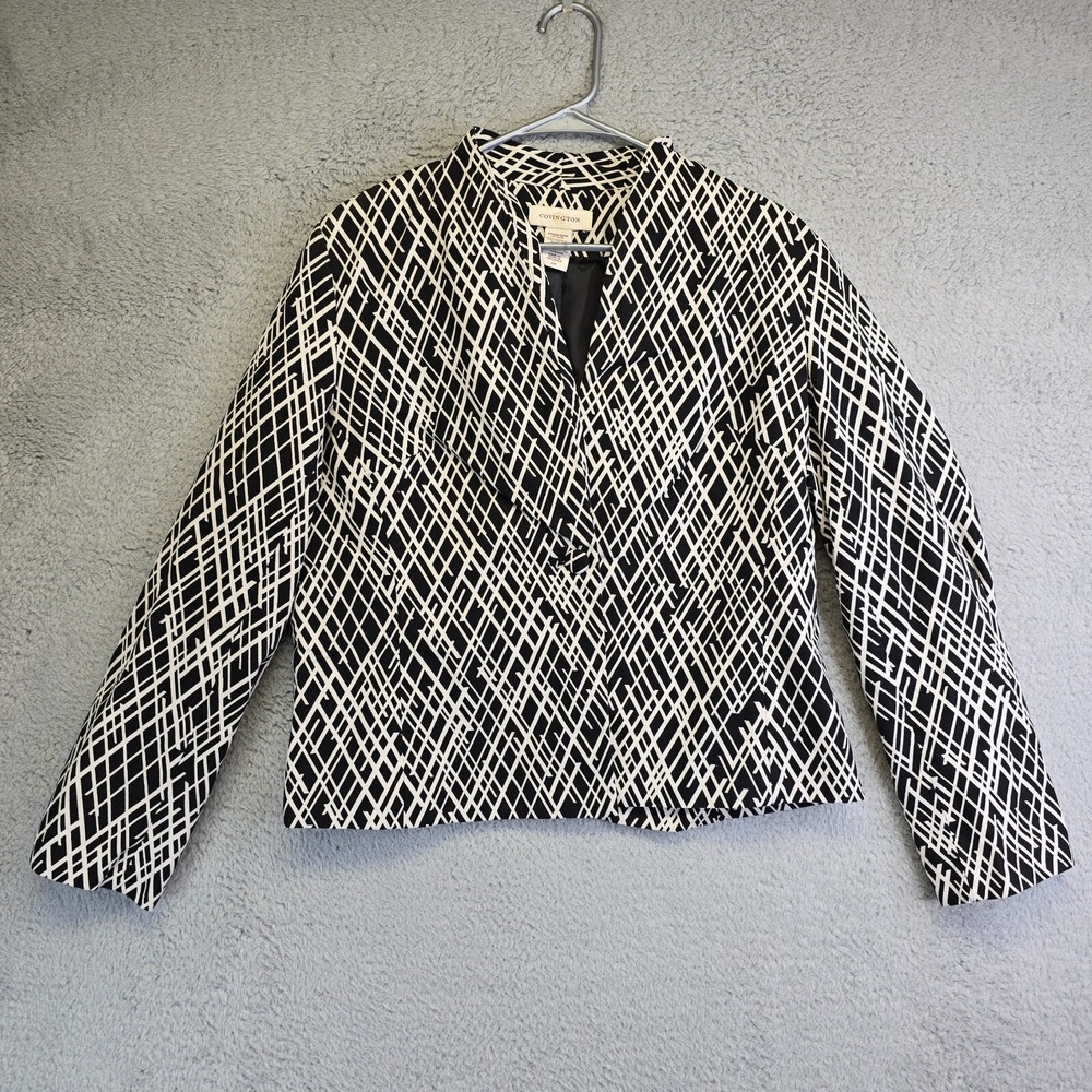 Covington Blazer Women's Large Black Beige Dark Academia‎ Business Career Office